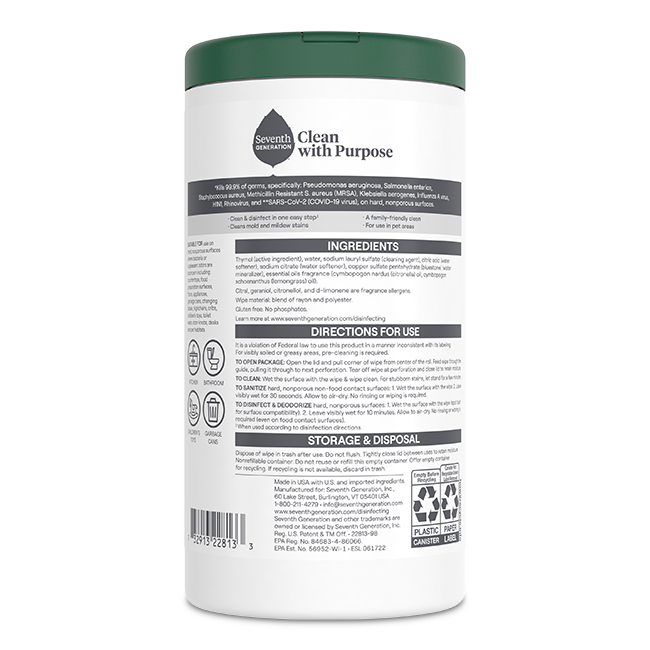 Plant-Based Disinfecting Wipes with Lemongrass Citrus