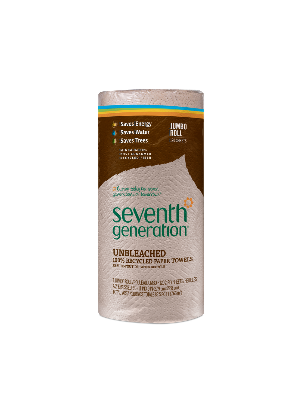 Plant-Powered 100% Recycled Paper Towels Unbleached