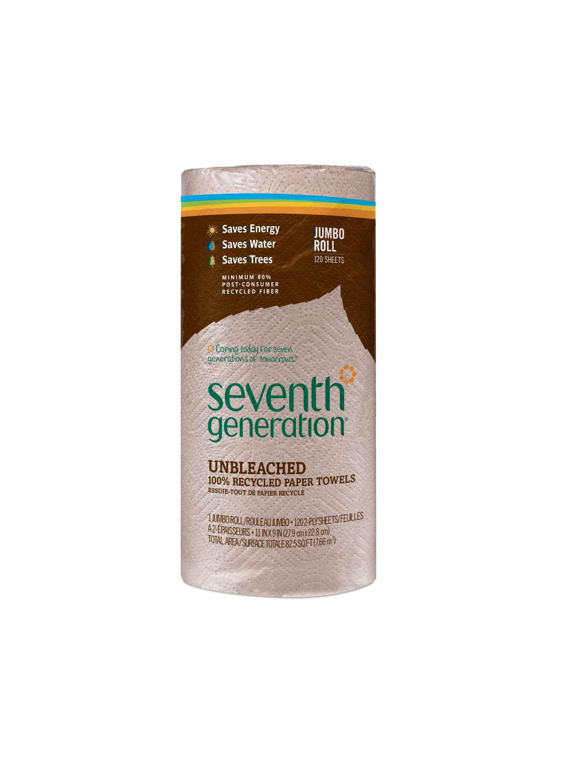 Plant-Powered 100% Recycled Paper Towels Unbleached