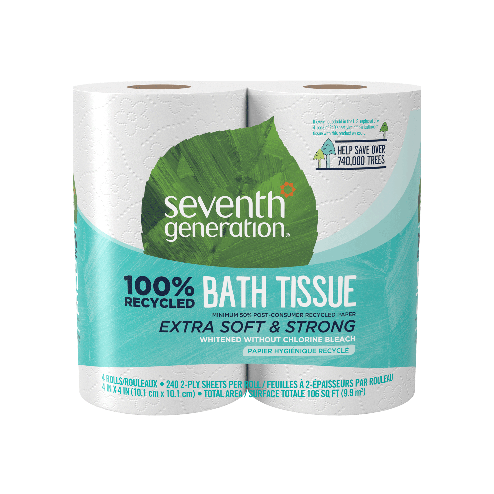 Bathroom-Ready 100% Recycled Bathroom Tissue 2-ply - 4 Rolls / 12 Rolls / 24 Rolls