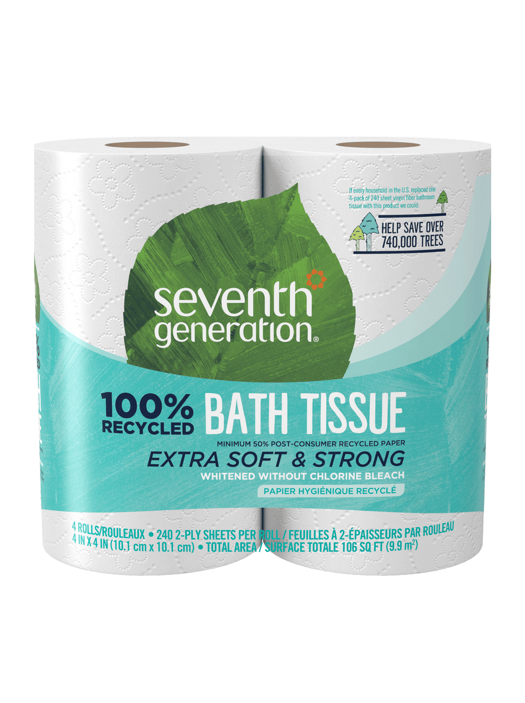 Bathroom-Ready 100% Recycled Bathroom Tissue 2-ply - 4 Rolls / 12 Rolls / 24 Rolls