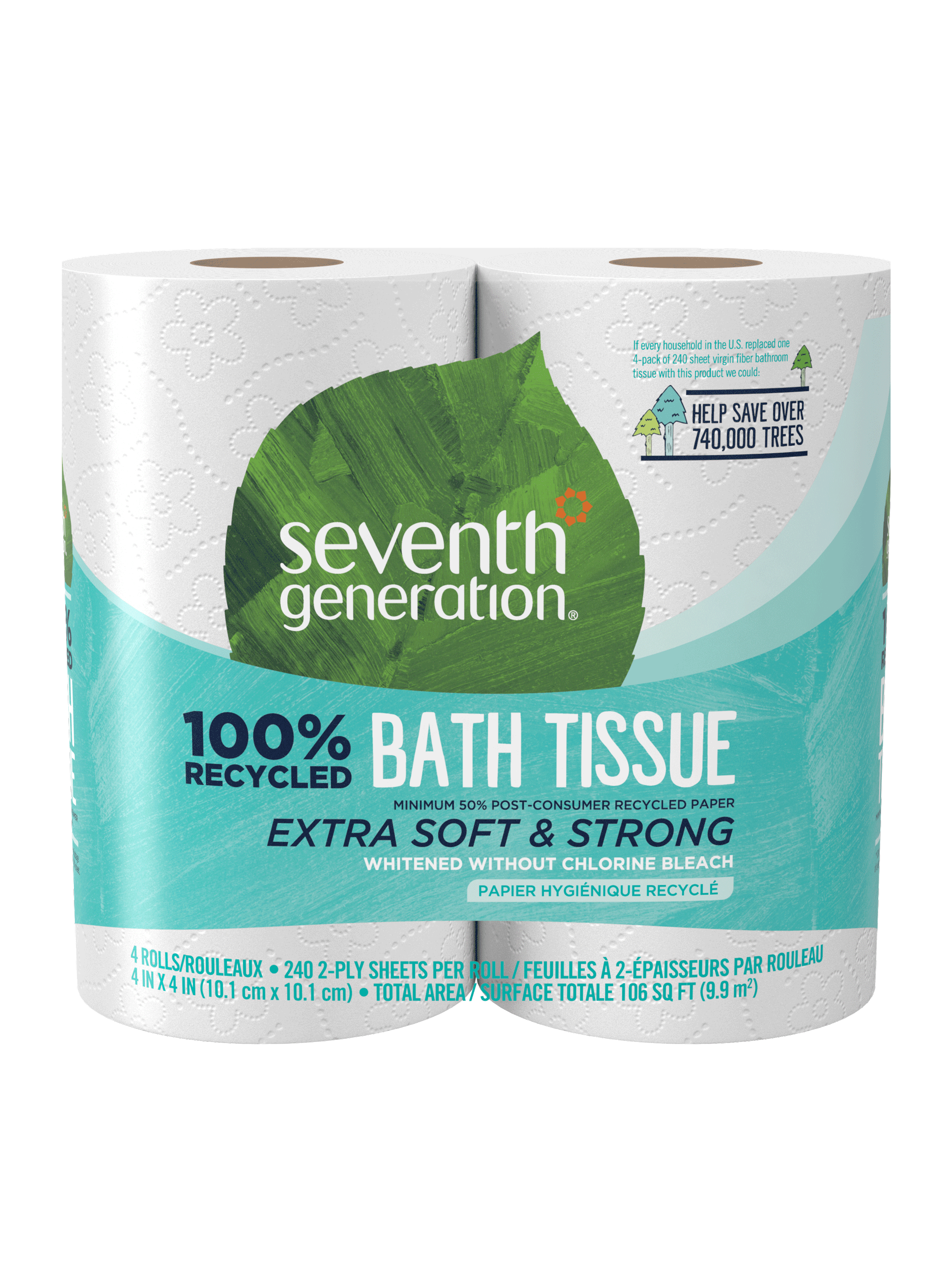 Bathroom-Ready 100% Recycled Bathroom Tissue 2-ply - 4 Rolls / 12 Rolls / 24 Rolls