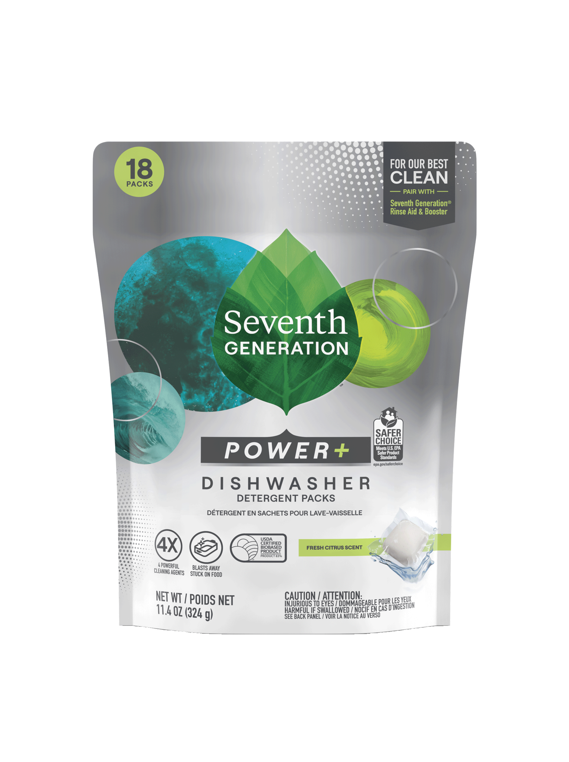 Grease-Fighting Power+™ Dishwasher Detergent Packs - Fresh Citrus - 18 Count / 43 Count / 70 Count