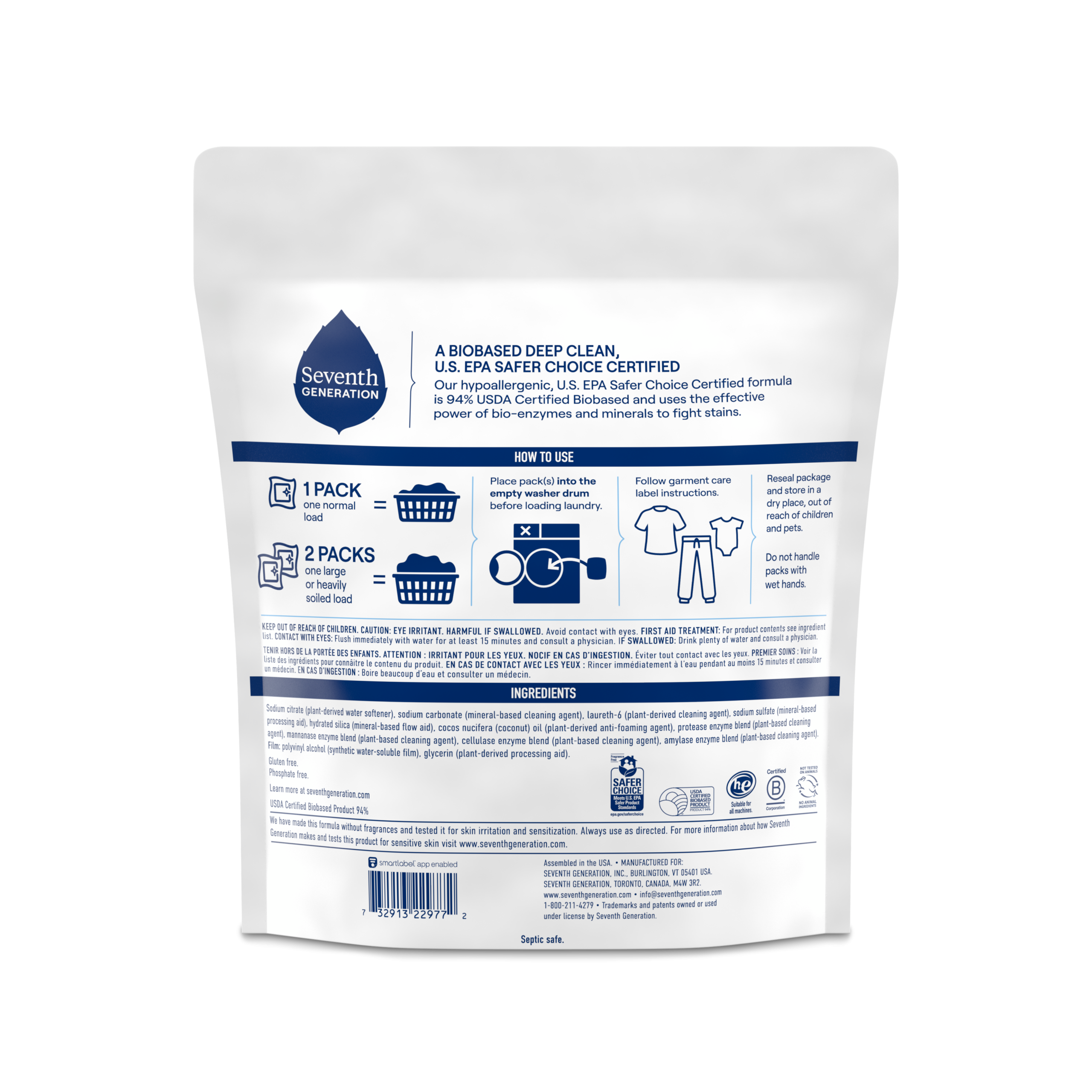 Plant-Powered Laundry Detergent Packs - Free & Clear