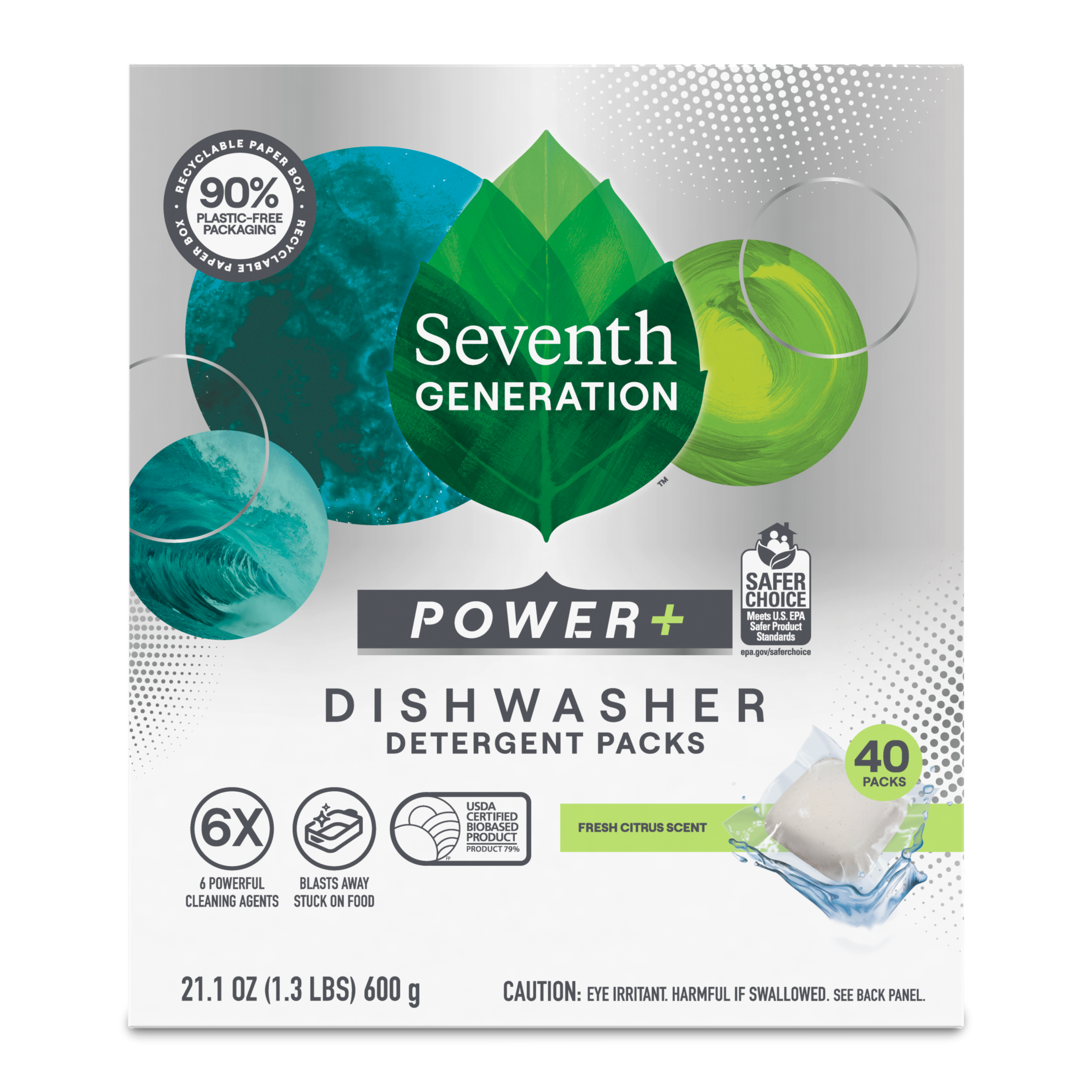 Grease-Fighting Power+™ Dishwasher Detergent Packs - Fresh Citrus - 15 Count / 40 Count / 70 Count