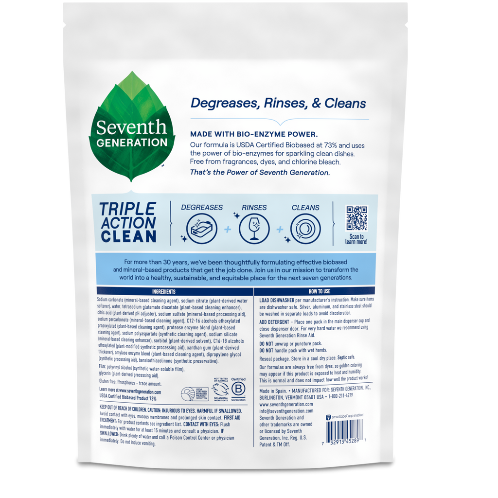 Grease-Fighting Multi-Chamber Dishwasher Detergent Packs - Free & Clear