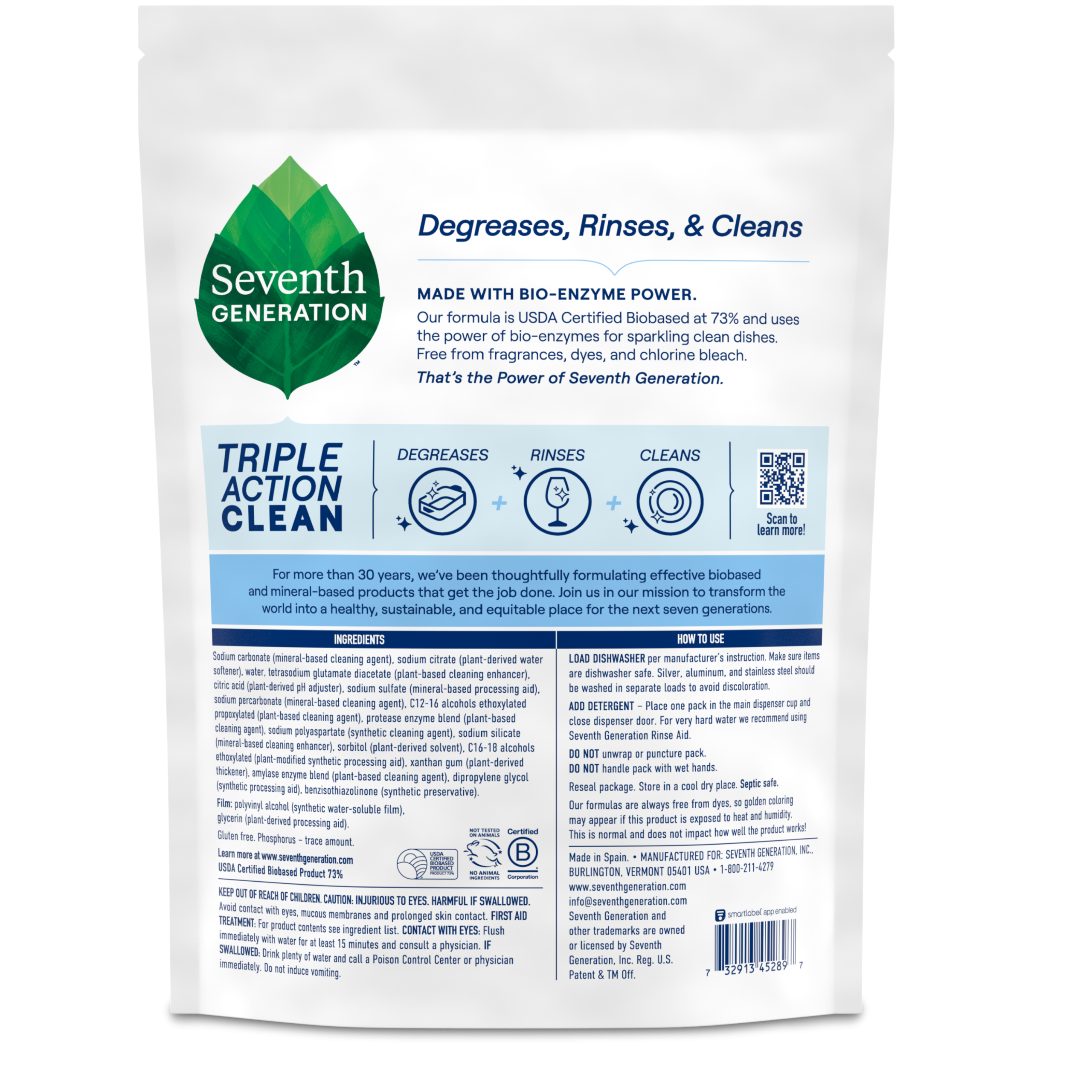 Grease-Fighting Multi-Chamber Dishwasher Detergent Packs - Free & Clear