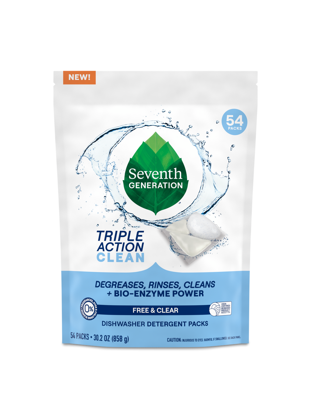 Grease-Fighting Multi-Chamber Dishwasher Detergent Packs - Free & Clear