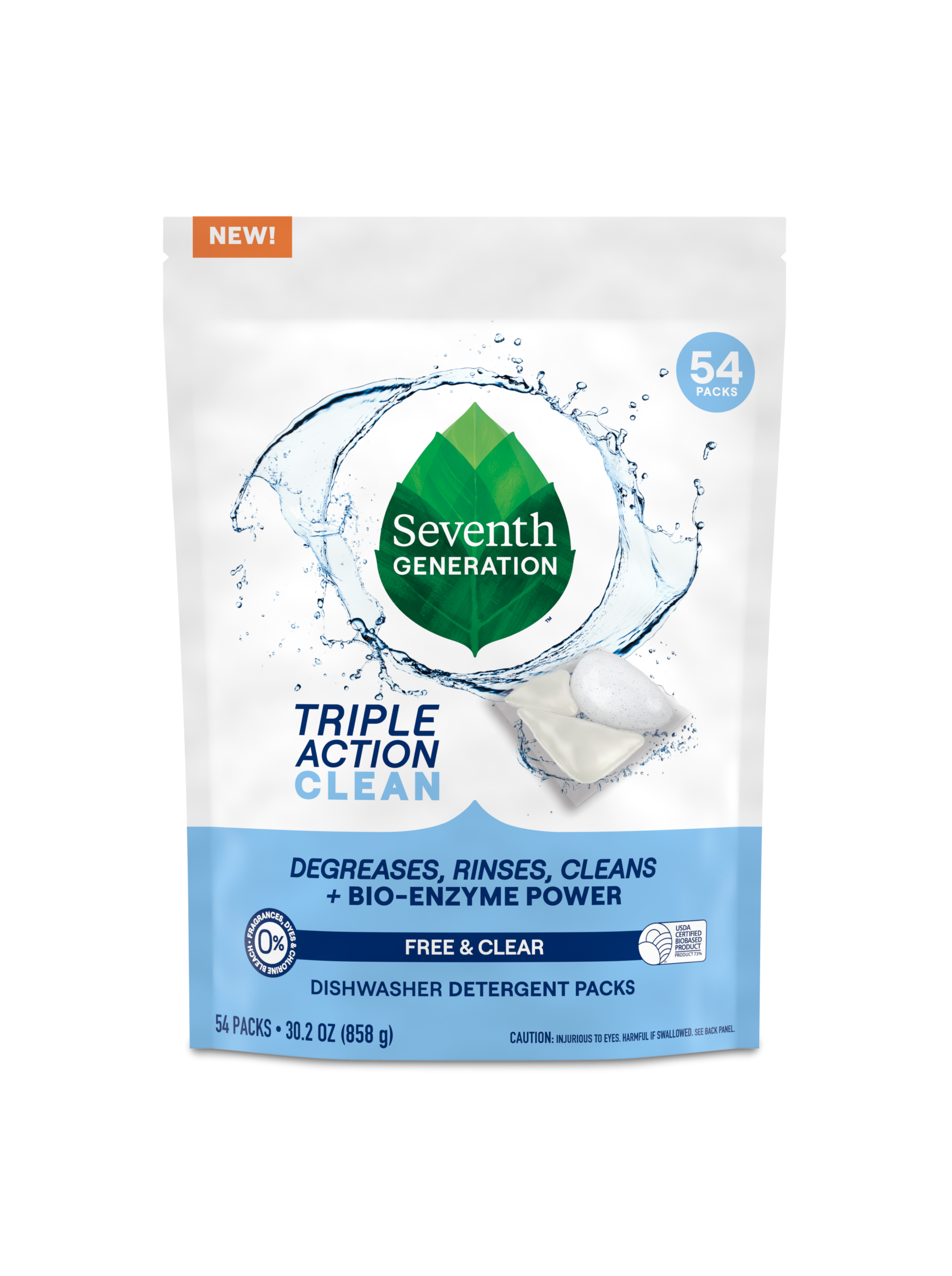 Grease-Fighting Multi-Chamber Dishwasher Detergent Packs - Free & Clear