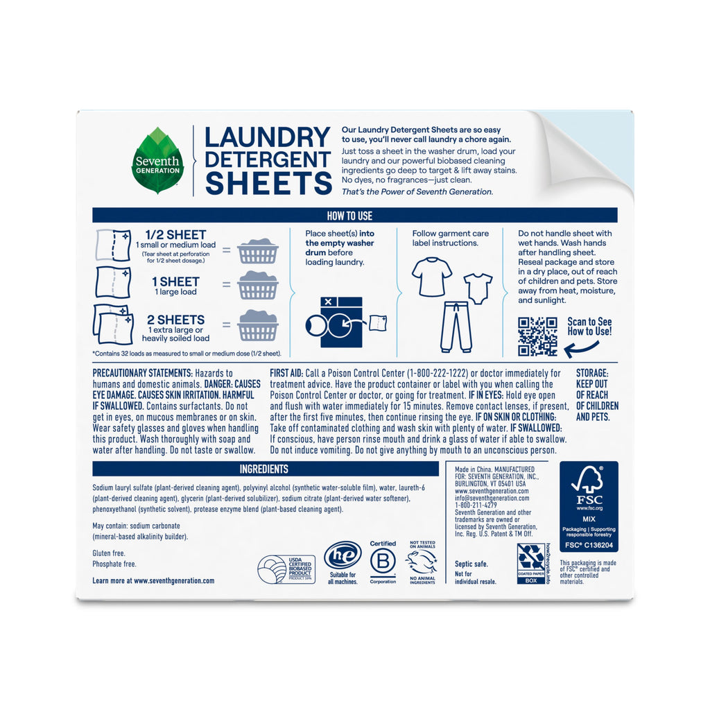 Plant-Powered Laundry Detergent Sheets - Free & Clear