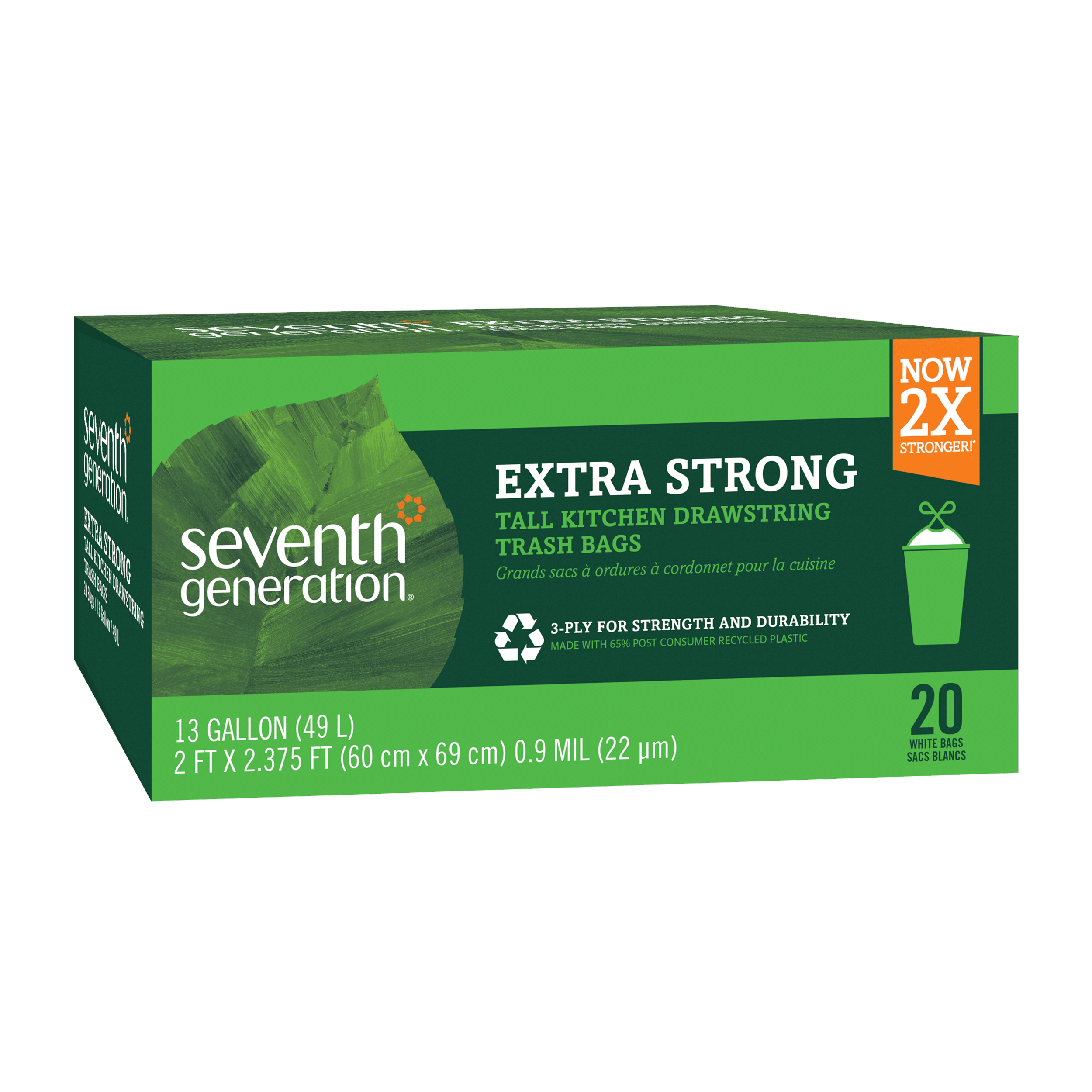 Extra Strong Extra Strong Tall Kitchen Drawstring Trash Bags - 13 gallon