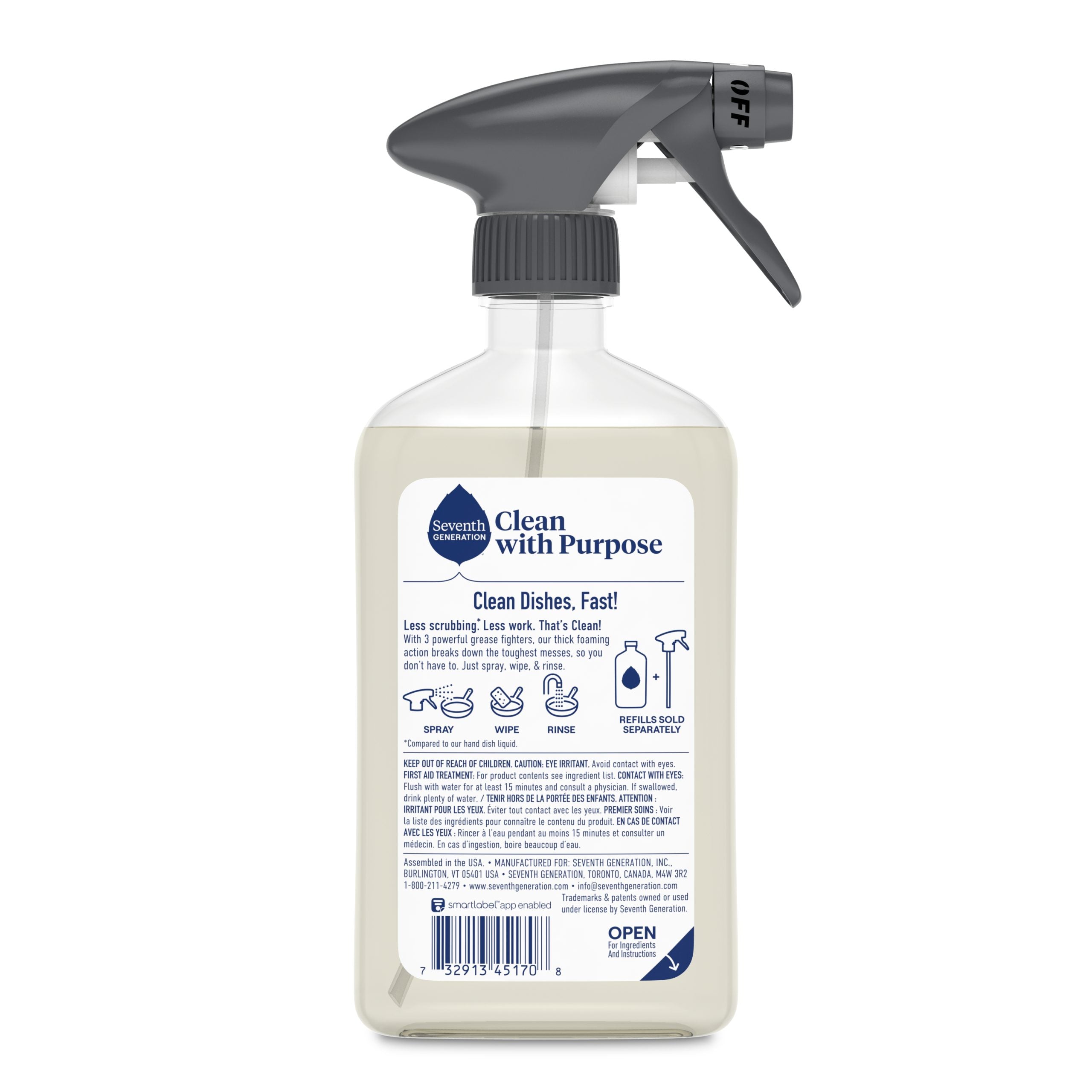 Grease-Fighting Foaming Dish Spray - Free & Clear