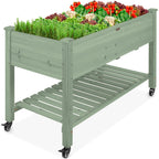 Mobile Raised Garden Bed Elevated Planter w/ Wheels Shelf - 48x24x32in