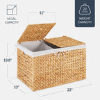 Large Storage Basket w/ Separate Lid Washable Sectioned Liner Bag