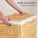 Large Storage Basket w/ Separate Lid Washable Sectioned Liner Bag
