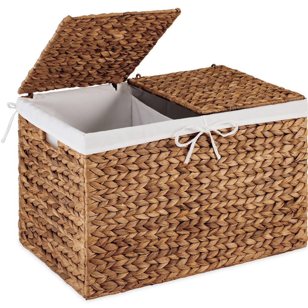 Large Storage Basket w/ Separate Lid Washable Sectioned Liner Bag