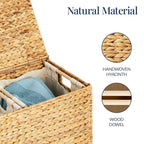 Large Water Hyacinth Double Laundry Hamper Basket w/ 2 Liner Bags
