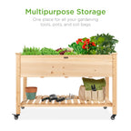 Mobile Raised Garden Bed Elevated Planter w/ Wheels Shelf - 48x24x32in
