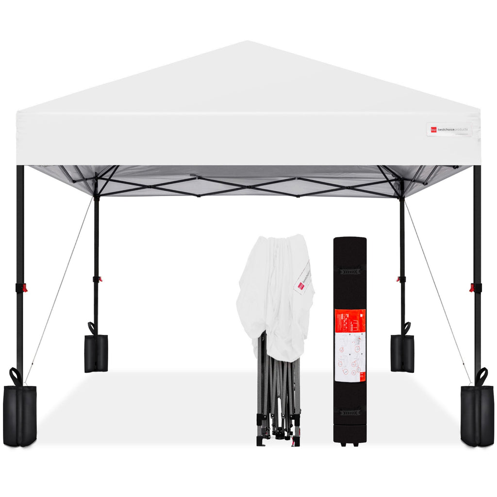 One-Person Setup Instant Pop Up Canopy w/ Case 4 Weight Bags - 10x10ft