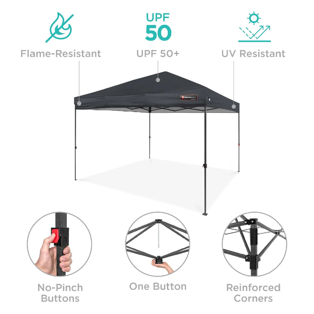One-Person Setup Instant Pop Up Canopy w/ Case 4 Weight Bags - 10x10ft