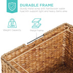 Mobile Water Hyacinth Rolling Filing Cabinet Storage Basket w/ Lid Wheels