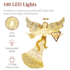 Lighted Outdoor Angel Christmas Decoration w/ 140 Lights Harp Stakes - 5ft