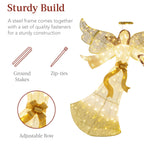 Lighted Outdoor Angel Christmas Decoration w/ 140 Lights Harp Stakes - 5ft