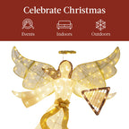 Lighted Outdoor Angel Christmas Decoration w/ 140 Lights Harp Stakes - 5ft