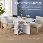Multipurpose Folding Table w/ Wheels 3 Storage Shelves Cubby Handle