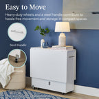 Multipurpose Folding Table w/ Wheels 3 Storage Shelves Cubby Handle
