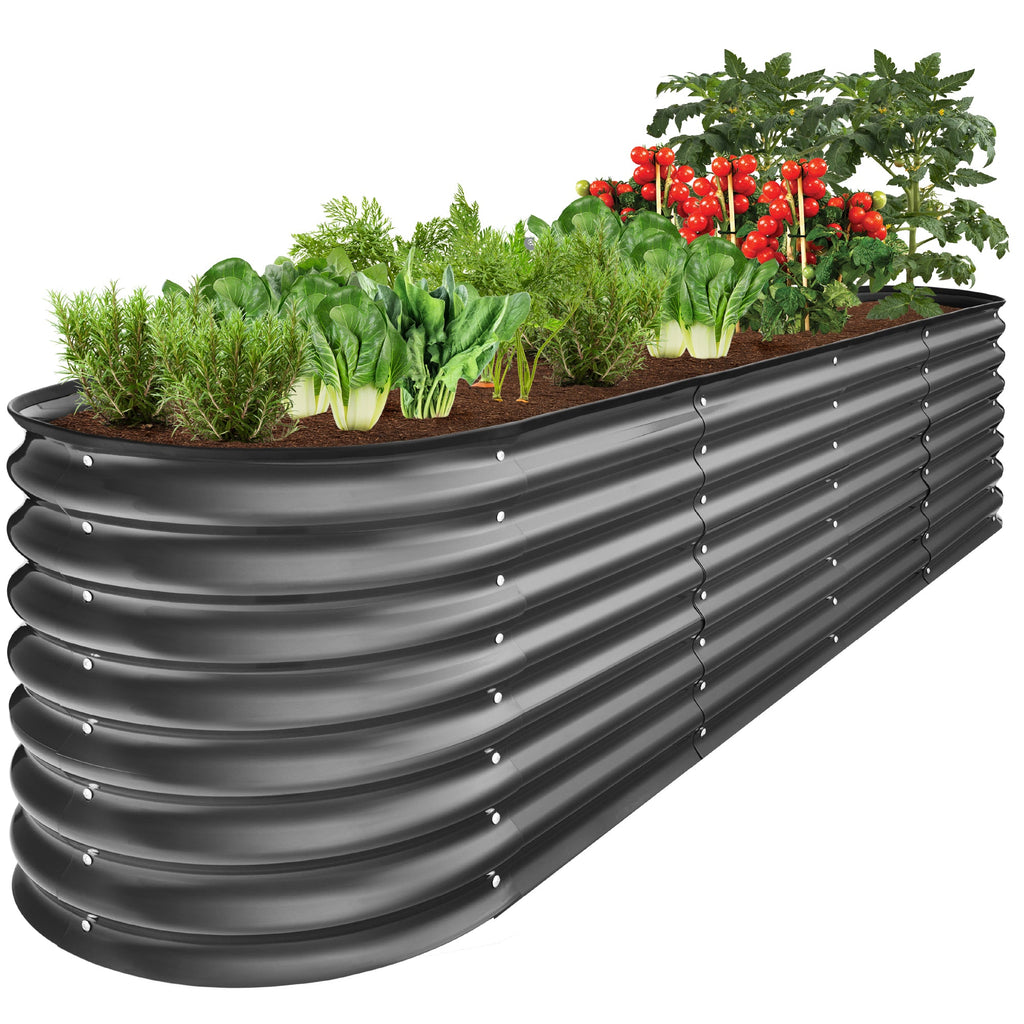 Metal Raised Garden Bed Oval Outdoor Planter Box for Vegetables - 8x2x2ft