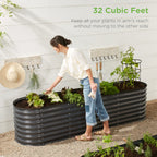 Metal Raised Garden Bed Oval Outdoor Planter Box for Vegetables - 8x2x2ft