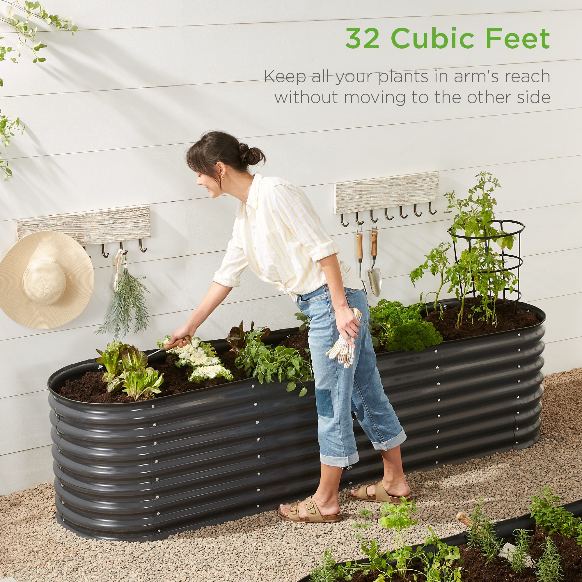 Metal Raised Garden Bed Oval Outdoor Planter Box for Vegetables - 8x2x2ft
