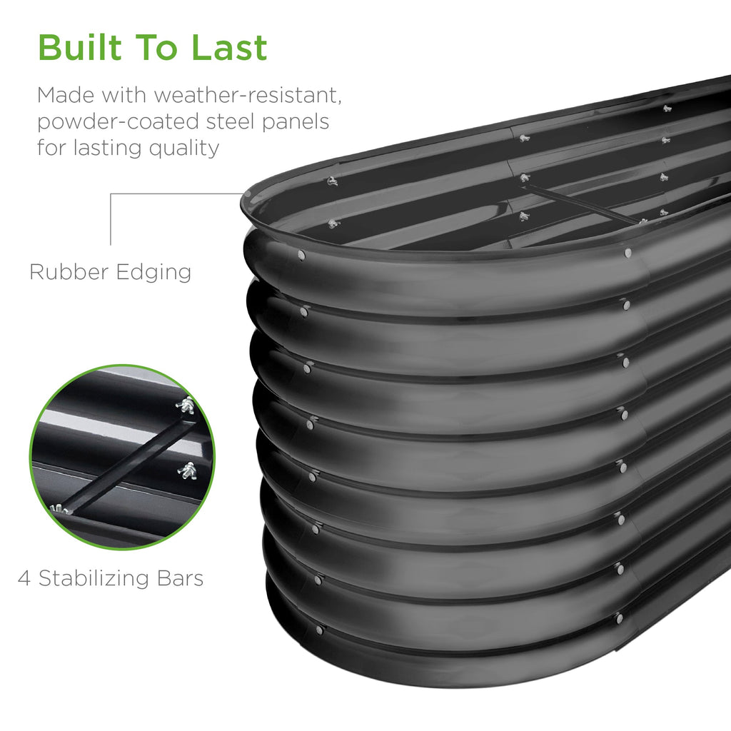 Metal Raised Garden Bed Oval Outdoor Planter Box for Vegetables - 8x2x2ft