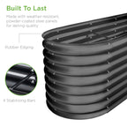 Metal Raised Garden Bed Oval Outdoor Planter Box for Vegetables - 8x2x2ft