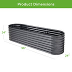 Metal Raised Garden Bed Oval Outdoor Planter Box for Vegetables - 8x2x2ft