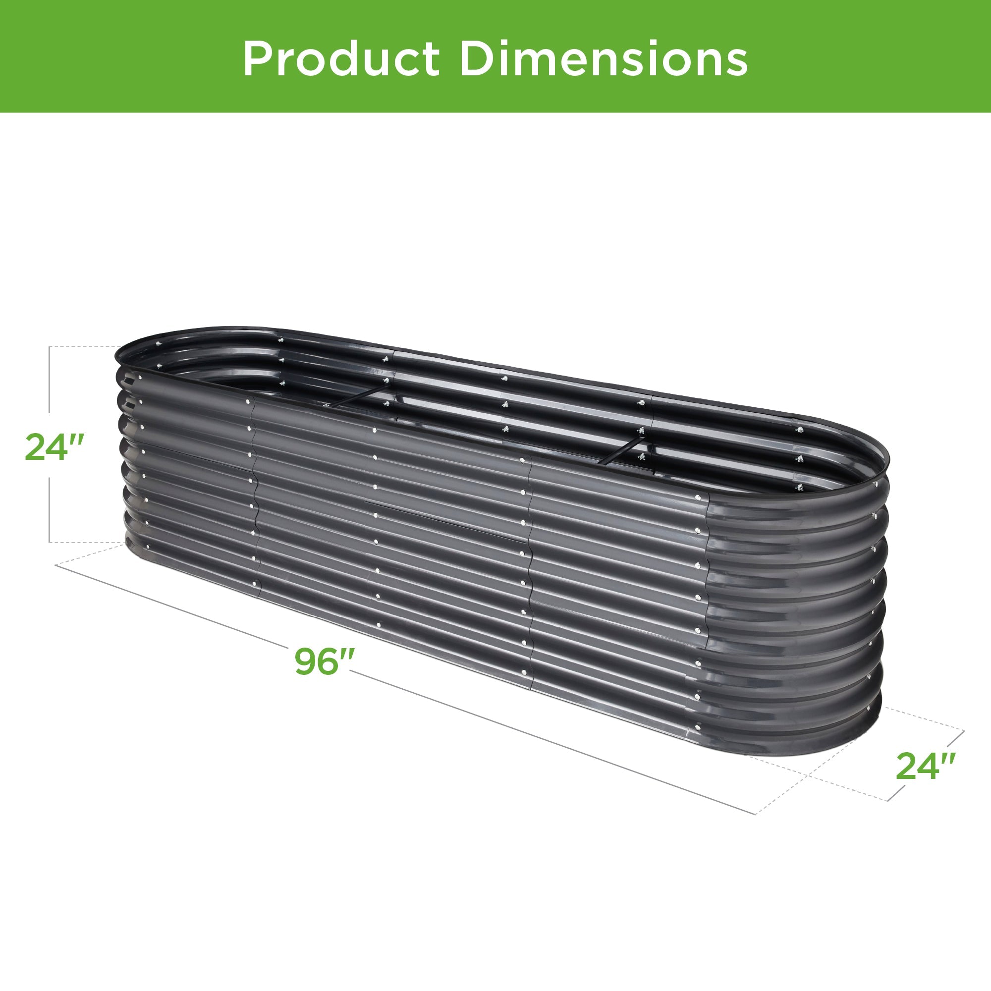 Metal Raised Garden Bed Oval Outdoor Planter Box for Vegetables - 8x2x2ft
