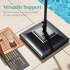 Mobile Umbrella Base Fillable Stand w/ 4 Wheels 2 Locks 120lb Capacity