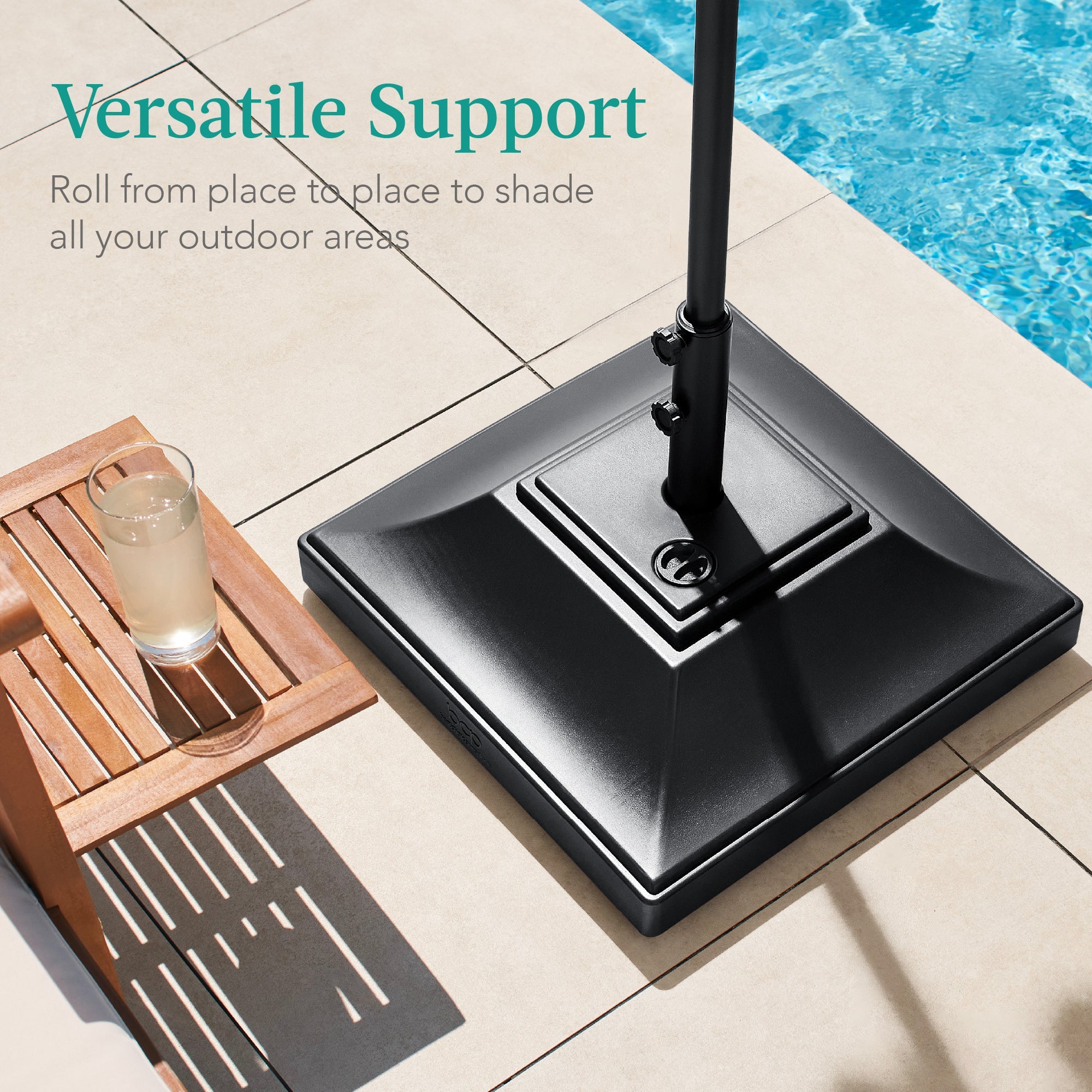 Mobile Umbrella Base Fillable Stand w/ 4 Wheels 2 Locks 120lb Capacity