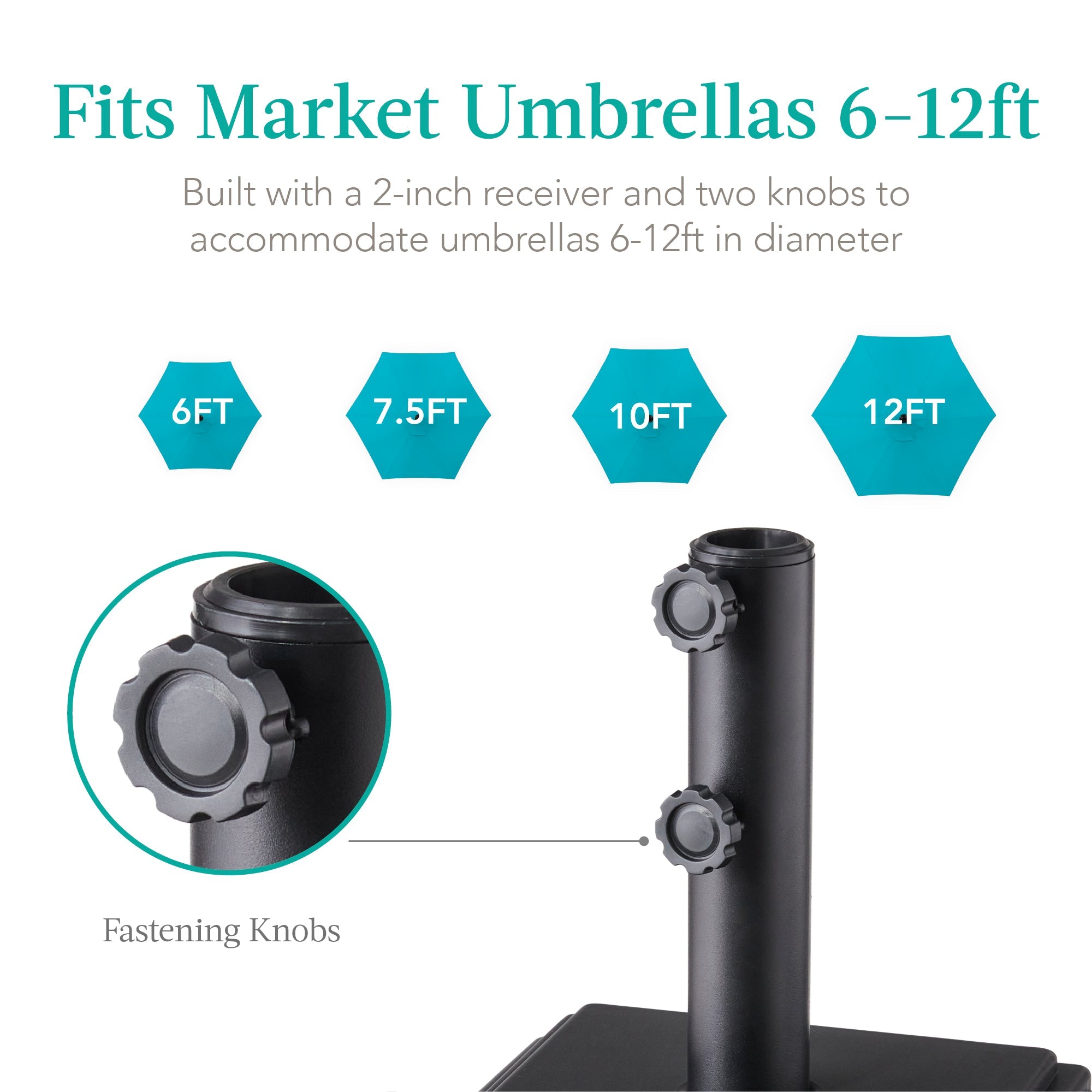 Mobile Umbrella Base Fillable Stand w/ 4 Wheels 2 Locks 120lb Capacity