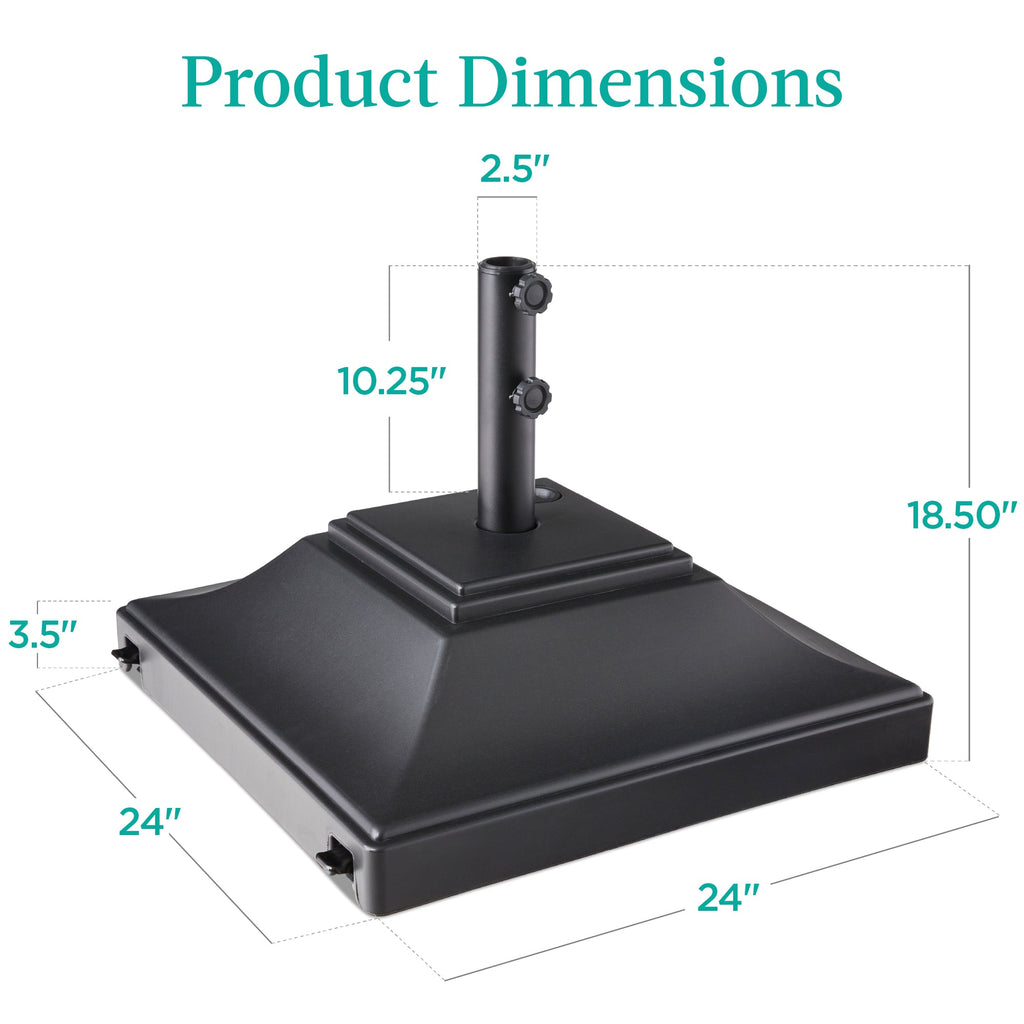 Mobile Umbrella Base Fillable Stand w/ 4 Wheels 2 Locks 120lb Capacity