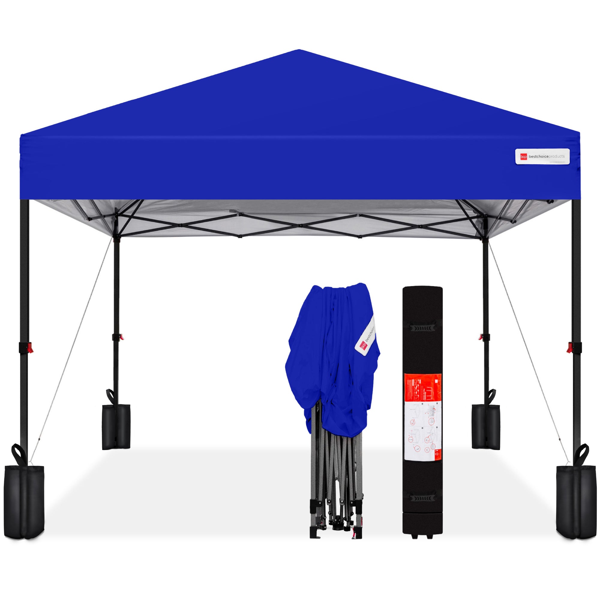 One-Person Setup Instant Pop Up Canopy w/ Case 4 Weight Bags - 10x10ft