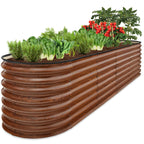 Metal Raised Garden Bed Oval Outdoor Planter Box for Vegetables - 8x2x2ft