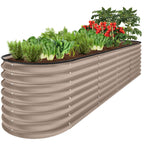 Metal Raised Garden Bed Oval Outdoor Planter Box for Vegetables - 8x2x2ft
