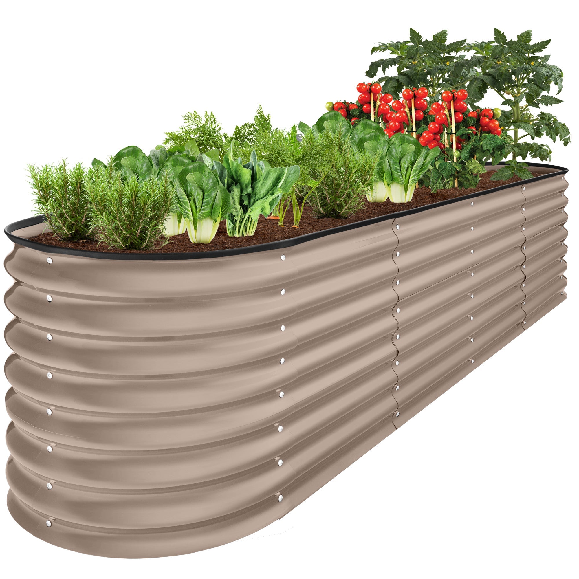 Metal Raised Garden Bed Oval Outdoor Planter Box for Vegetables - 8x2x2ft