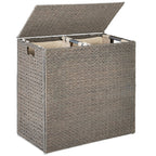 Large Water Hyacinth Double Laundry Hamper Basket w/ 2 Liner Bags
