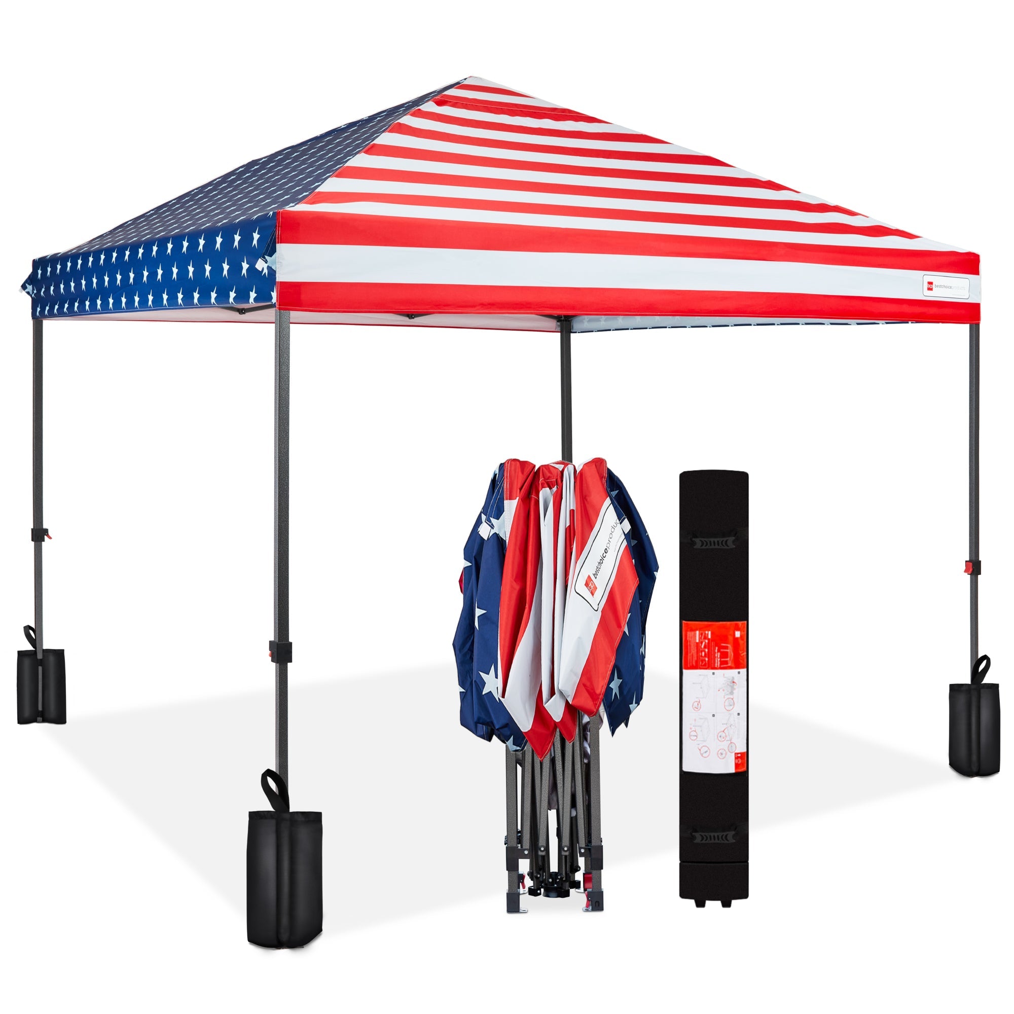 One-Person Setup Instant Pop Up Canopy w/ Case 4 Weight Bags - 8x8ft