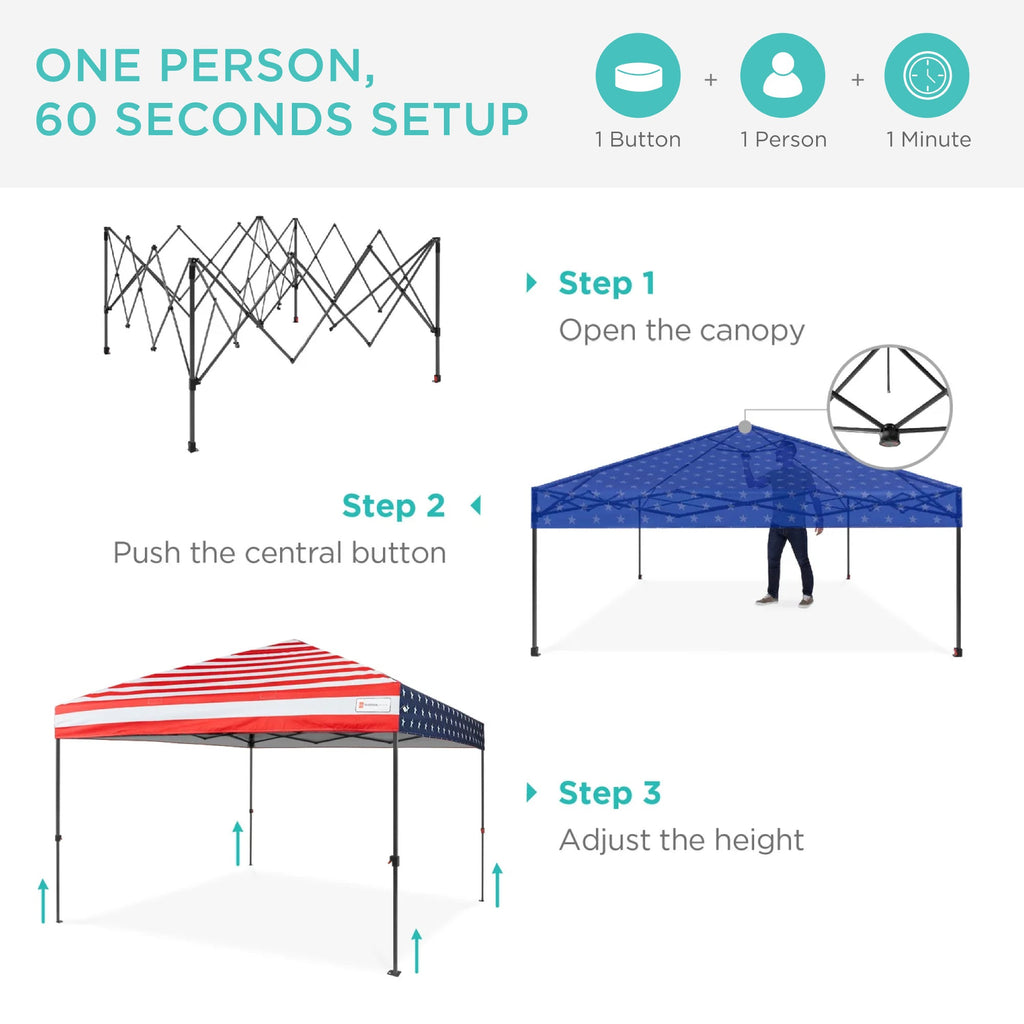 One-Person Setup Instant Pop Up Canopy w/ Case 4 Weight Bags - 8x8ft