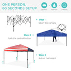 One-Person Setup Instant Pop Up Canopy w/ Case 4 Weight Bags - 8x8ft
