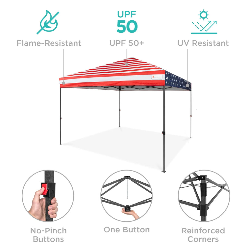 One-Person Setup Instant Pop Up Canopy w/ Case 4 Weight Bags - 8x8ft